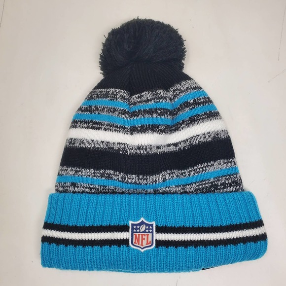 NEW 2021 NFL NEW ERA ON FIELD SIDELINE POM BEANIE - Carolina Panthers - Picture 3 of 3